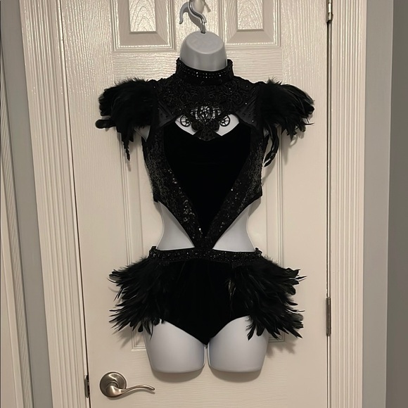 Glamour Black Feathered Costume - Picture 1 of 14